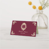 Burgundy Gold Baroque Wedding Plaatskaartje (Achterkant)