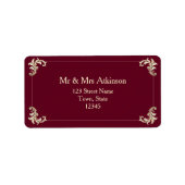 Burgundy Gold Baroque Wedding Return Address Etiket (Voorkant)