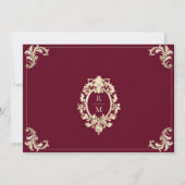 Burgundy Gold Baroque Wedding Save The Date (Achterkant)