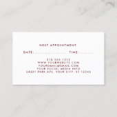 Burgundy Gold Blue Hair Stylist Appointard Afsprakenkaartje (Achterkant)