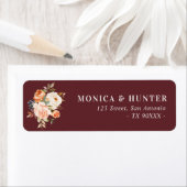 burgundy gold blush floral address etiket (Insitu)