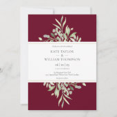 Burgundy Gold Botanical Greenery Wedding Kaart (Voorkant)