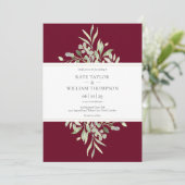 Burgundy Gold Botanical Greenery Wedding Kaart (Staand voorkant)