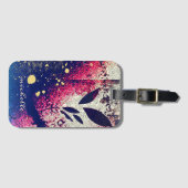 Burgundy Gold Botanical Sparkle Abstract Signature Bagagelabel (Voorkant (horizontaal))