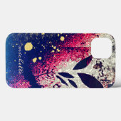 Burgundy Gold Botanical Sparkle Abstract Signature Case-Mate iPhone Case (Achterkant (horizontaal))