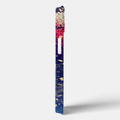 Burgundy Gold Botanical Sparkle Abstract Signature Case-Mate iPhone Case (Achterkant / Rechts)