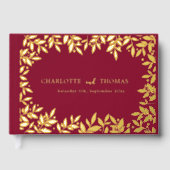 Burgundy gold botanical wedding gastenboek (Voorkant)