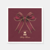 Burgundy Gold Bow Teddy Bear Luxury Baby Shower Servet (Voorkant)