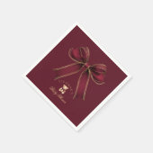 Burgundy Gold Bow Teddy Bear Luxury Baby Shower Servet (Hoek)