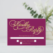 Burgundy & Gold Calligraphy Formal Wedding RSVP (Staand voorkant)
