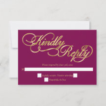 Burgundy & Gold Calligraphy Formal Wedding RSVP