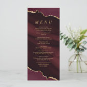 Burgundy Gold Calligraphy Wedding Menu (Staand voorkant)