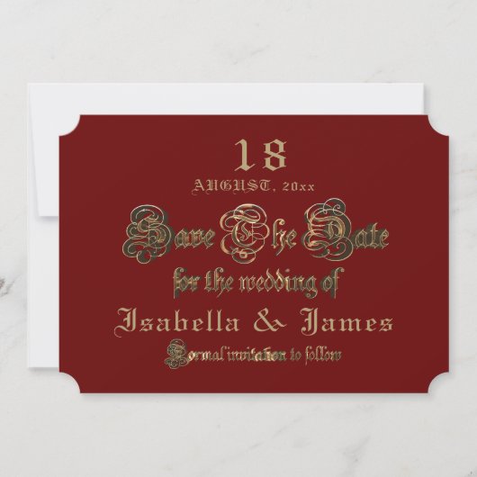 Burgundy Gold Calligraphy Wedding Save the Date (Voorkant)
