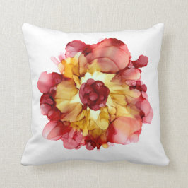 Burgundy & Gold Camellia Handbeschilderde bloemkoo Kussen