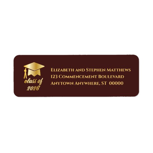 Burgundy | Gold Class of 2026 Graduation Cap Label (Voorkant)