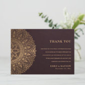 BURGUNDY GOLD CLASSIC MANDALA WEDDING BEDANKKAART (Staand voorkant)