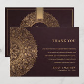 BURGUNDY GOLD CLASSIC MANDALA WEDDING BEDANKKAART (Voorkant / Achterkant)
