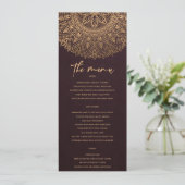 BURGUNDY GOLD CLASSIC  MANDALA WEDDING MENU (Staand voorkant)