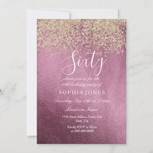 Burgundy Gold Confetti Glitter 60ste verjaardag Kaart (Voorkant)