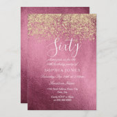 Burgundy Gold Confetti Glitter 60ste verjaardag Kaart (Voorkant / Achterkant)