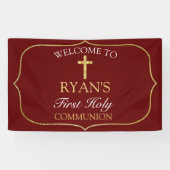 Burgundy Gold Cross 1st Heilige Communauteit Welko Spandoek (Horizontaal)