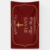 Burgundy Gold Cross 1st Heilige Communauteit Welko Spandoek (Verticaal)