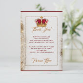 Burgundy & Gold Crown Baby shower Hartelijk dank Bedankkaart (Staand voorkant)