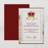 Burgundy & Gold Crown Baby shower Hartelijk dank Bedankkaart (Voorkant / Achterkant)
