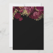Burgundy Gold Dark Floral Weddenschap Kaart (Achterkant)