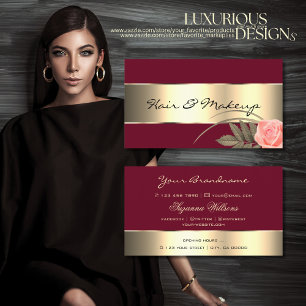 Burgundy Gold Decor Cute Roos Flower Modern Floral Visitekaartje