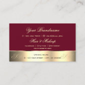 Burgundy Gold Decor Cute Roos Flower with Initiaal Visitekaartje (Achterkant)