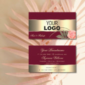 Burgundy Gold Decor en Cute Roos Flower with Logo Visitekaartje