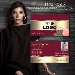 Burgundy Gold Decor Roos Flower with Logo Photo Visitekaartje