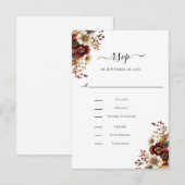 Burgundy Gold Dinner Entrée Wedding RSVP Kaartje (Voorkant / Achterkant)