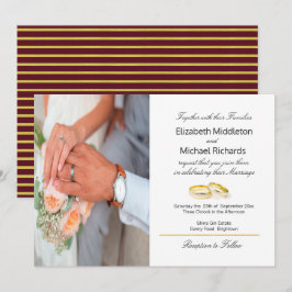 Burgundy Gold Elegant Photo Weddenschap Kaart