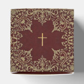  Burgundy Gold Elegant Script Girl Baptisme Bedankdoosjes (Bovenkant)