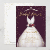 Burgundy Gold Elegant Wedding Dress Vrijgezellenfe Kaart (Voorkant / Achterkant)