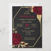 burgundy gold flora zwarte verjaardag kaart (Voorkant)