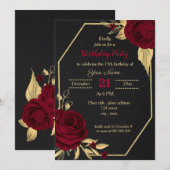 burgundy gold flora zwarte verjaardag kaart (Voorkant / Achterkant)