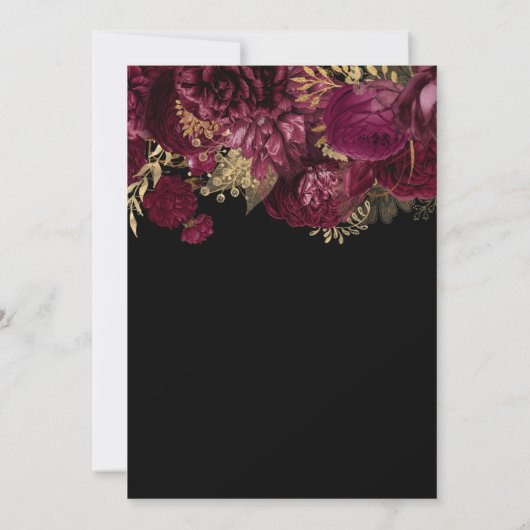 Burgundy Gold Floral 80th Birthday Party Kaart (Achterkant)