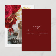 Burgundy Gold Floral Arch Photo Wedding