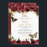 Burgundy Gold Floral Butterfly Sweet 16 Kaart<br><div class="desc">Elegant Burgundy Gold Floral Butterflies Sweet 16 Uitnodiging</div>