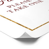 Burgundy Gold Floral Chic Autumn Wedding Favors Poster (Hoek)