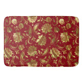 Burgundy & Gold Floral Damaspattern Badmat (Voorkant)