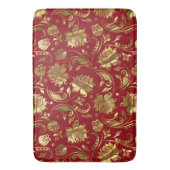 Burgundy & Gold Floral Damaspattern Badmat (Voorkant Verticaal)
