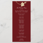 Burgundy Gold Floral Event Programme Maroon Red Programmakaart (Achterkant)