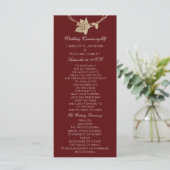Burgundy Gold Floral Event Programme Maroon Red Programmakaart (Staand voorkant)