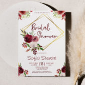 Burgundy Gold Floral Flower Lijst Vrijgezellenfees Kaart