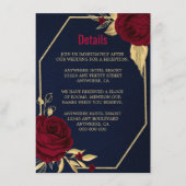 burgundy gold floral geometric navy blue details informatiekaartje (Voorkant)