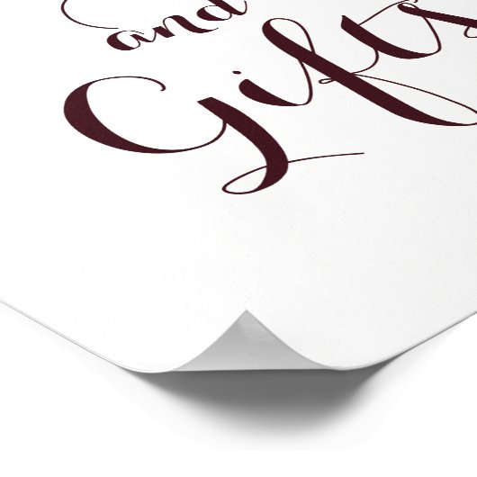 Burgundy Gold Floral Glitter Kaarten en Gifts Poster (Hoek)